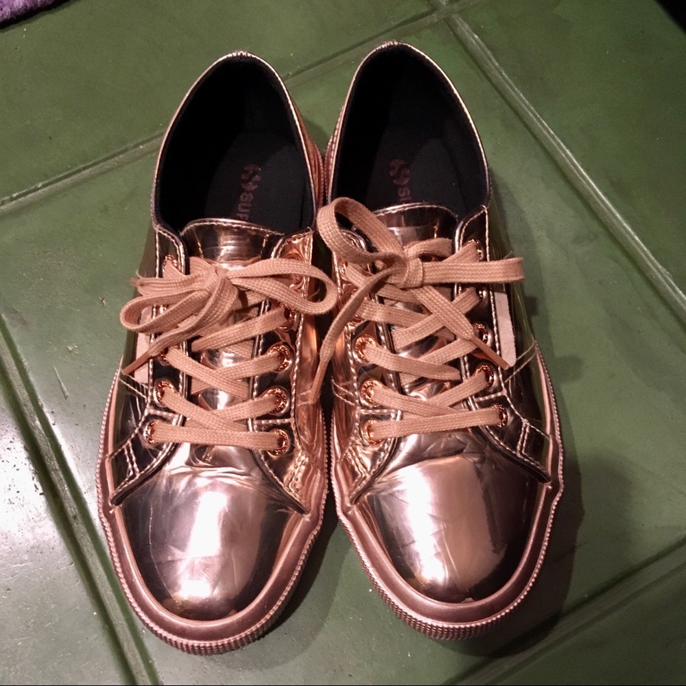 Superga Gorgeous Diamond Mirror Rose Gold Sneakers